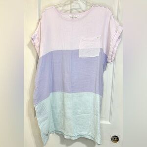 Simply Southern Gauze Cotton Pastelcore Mini Dress M/L Beach Coastal Preppy